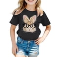 thumbnail image 3 of Adorable Bunny Print Girls Short Sleeve Tee with Bow Tie Casual Summer Top for Toddlers and Kids Short Sleeve Shirt for Girls Tees Kids Tshirts Clothes Summer Tops T-Shirt, 3 of 3