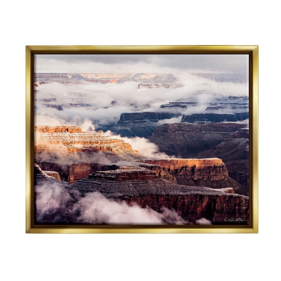 Stupell Industries Clouds & Mesa Scenery Landscape Photography Gold Floater Framed Canvas Art Print Wall Art, 31 x 25