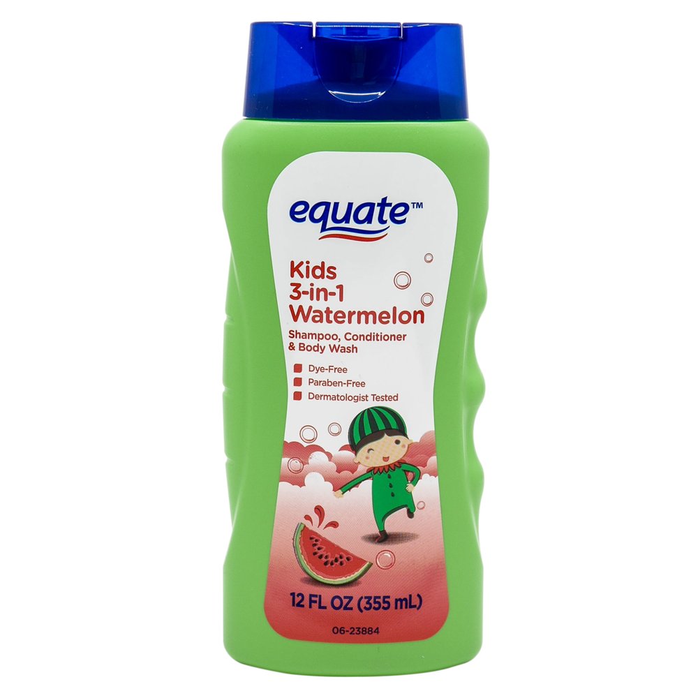Equate Kids 3in1 Watermelon Shampoo, Conditioner & Body Wash, 12 fl