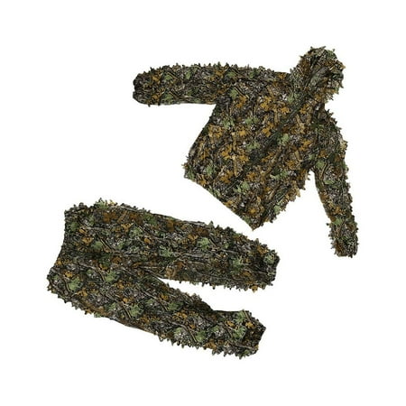 AOOOWER 3D Leafy Camo Youth Suit Hooded Ghillie Hunting Clothing Hooded for Jacket