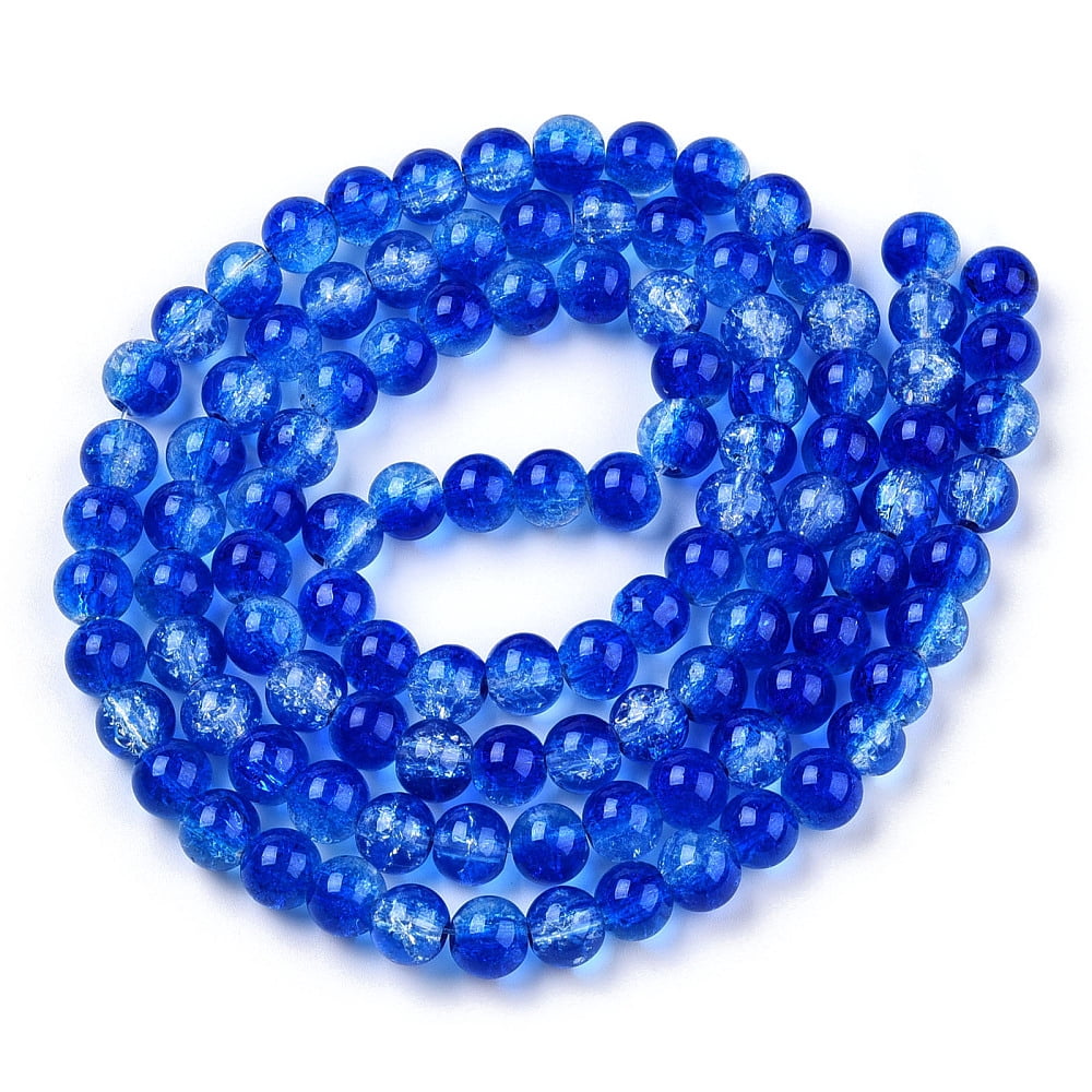 Transparent Baking Painted Glass Beads Strands Imitation Opalite Round Blue 6x5mm Hole: 1.2mm about 147pcs/strand 31.10 inch(79cm)