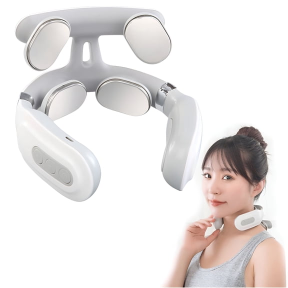 OITY Neck Massager,Neck&Shoulder Massager,Vagus Nerve Stimulator for Neck,4-Head Electric Massager,6 Modes&14 Intensity Levels,Cordless Rechargeable Design,Shoulder Relaxation(White)