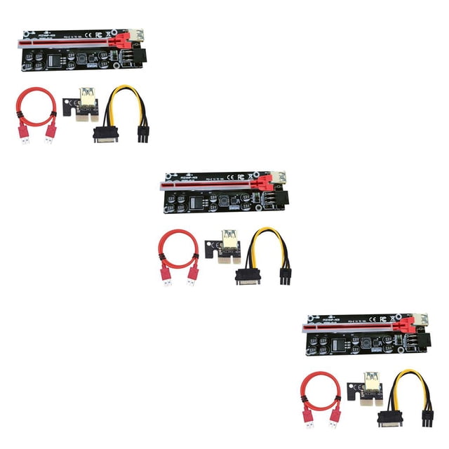 Guardoinrt PCI-E 1x to 6x USB 3.0 Extender Card Desktop PC Electronics Adapter Red Slot Red Cable 3Set