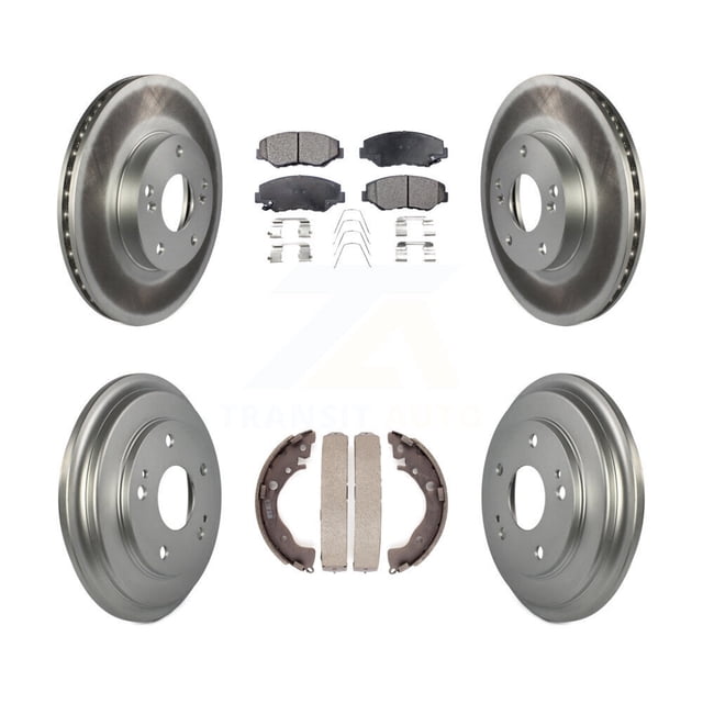 Transit Auto Front Rear Coated Disc Brake Rotors Semi-Metallic Pads and Drum Kit for Car Honda Civic KGF-102378
