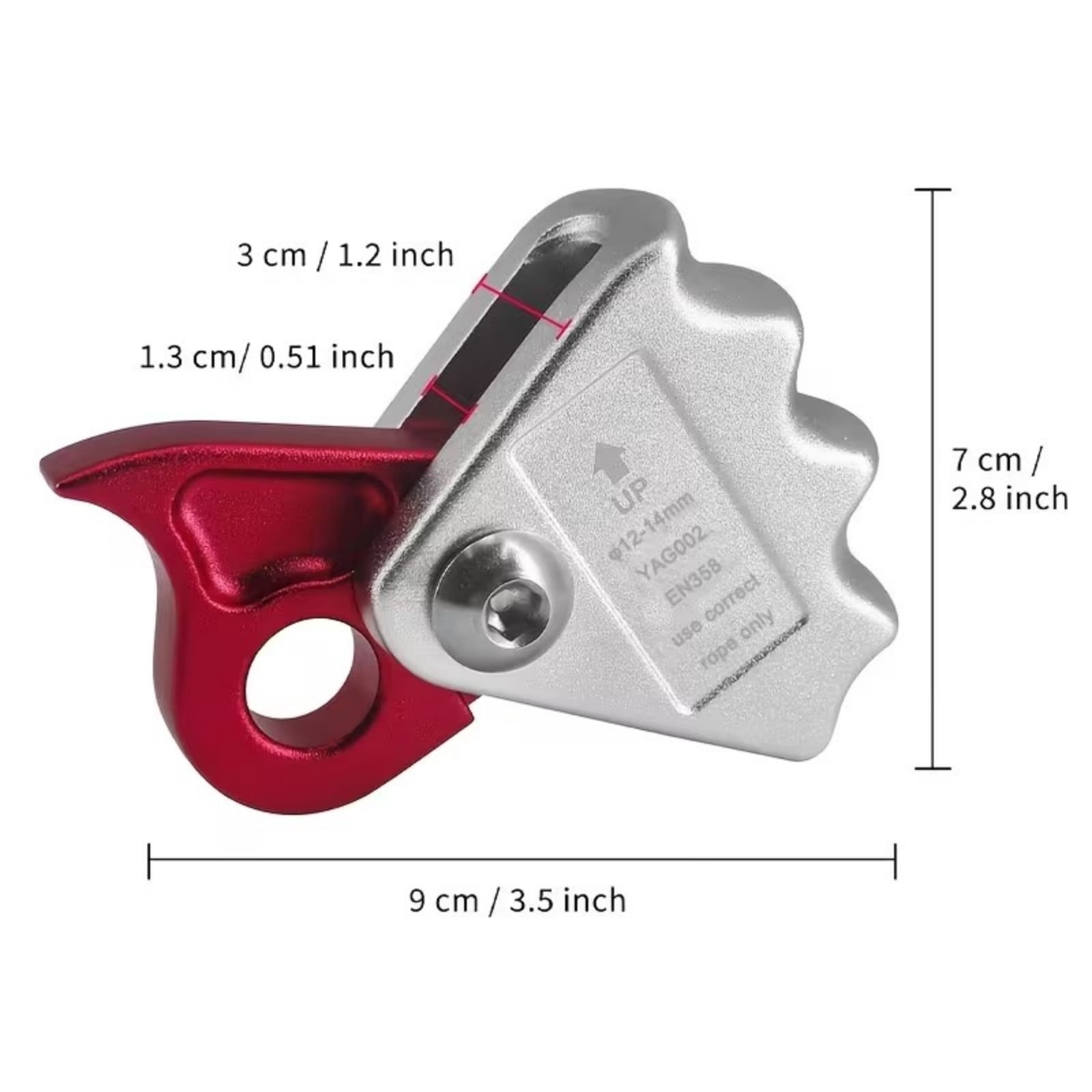 RUIKI 1Pc Rope Grab Ascender, 15kN Fall Protection Belay Device, Flip Line Adjuster Fit 12-14mm Rope, Heavy-Duty Climbing Equipment for Rock Climbing Tree Arborist Rescue
