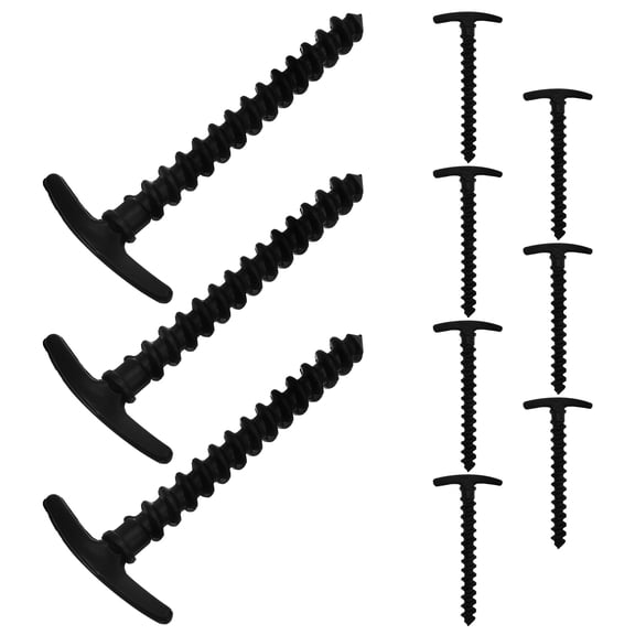 ETEREAUTY 10Pcs Nylon Tent Stakes Black Rust Resistant Screw Spiral Easy Penetrate Muddy and Grass Ground