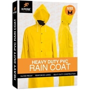 Heavy Duty Yellow Rain Coat  .35mm PVC 48in Raincoat Jacket with Detachable Hood - Waterproof Slicker - Storm Weather, Raining, Fishing, Wet Work Conditions - Medium- by Xpose Safety