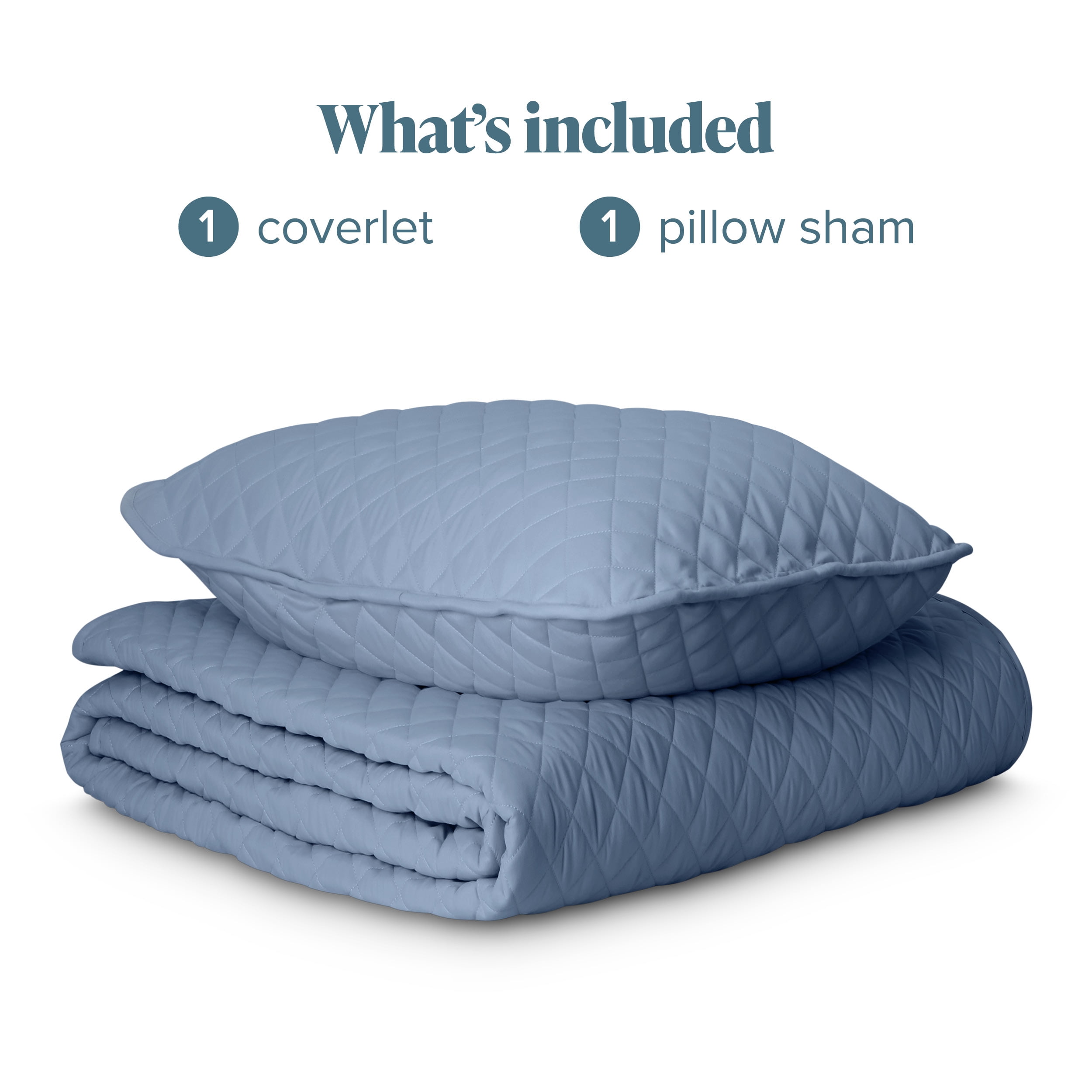 Bare Home Quilt Set - 2 Piece - Diamond Stitched Bedspread Coverlet - Twin/Twin XL, Coronet Blue