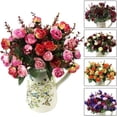 thumbnail image 3 of Xiao Hua Ramo de 21 cabezas de rosas artificiales de seda, hojas para decoración de hogar, jardín, interior y exterior, para bodas, fiestas, oficina y escritorio, color rosa, 3 of 5