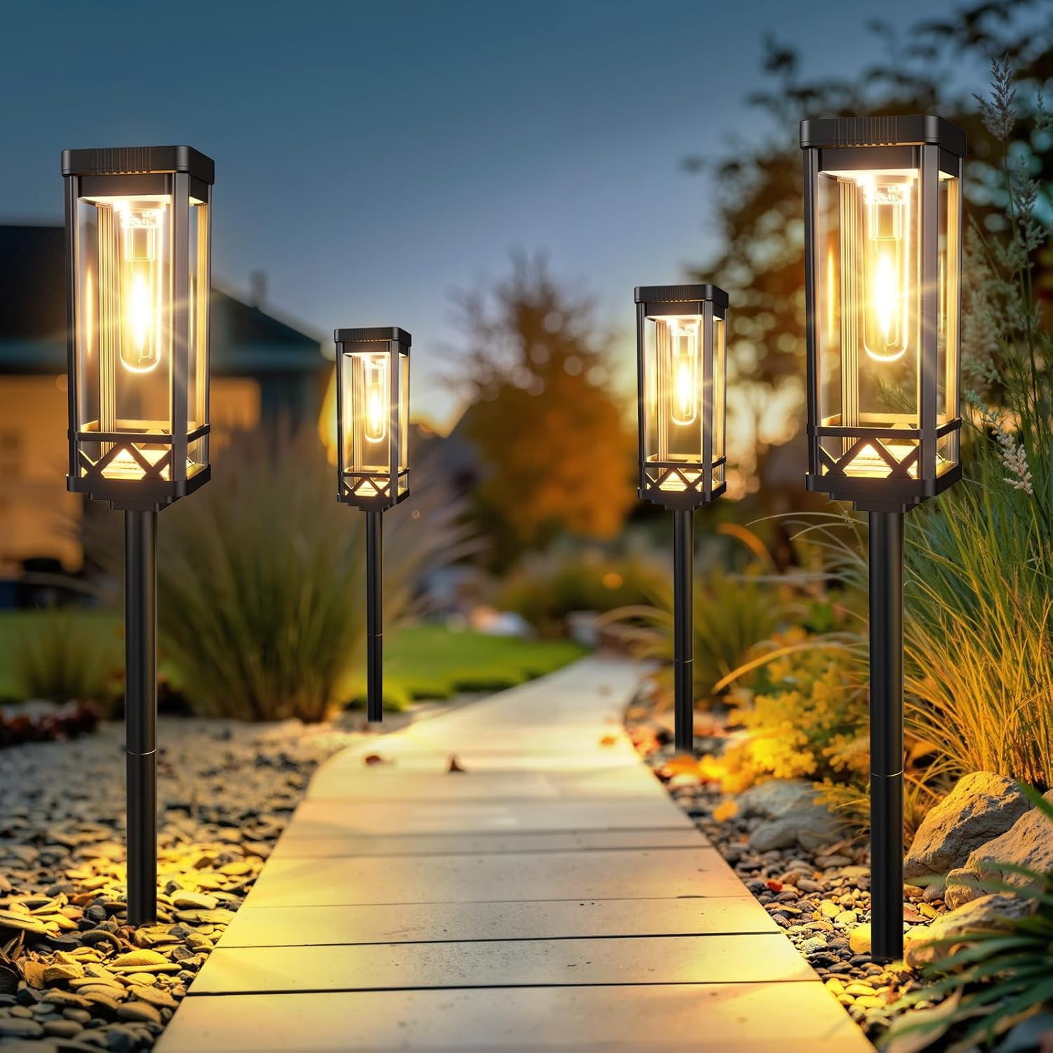 Solar Pathway Lights Outdoor, 8 Pack Upgraded Brighter Solar Garden Lights Solar Powered, Up To 15 Hours Outdoor Solar Lights for Yard Landscape Lighting Path Walkway Driveway Sidewalk
