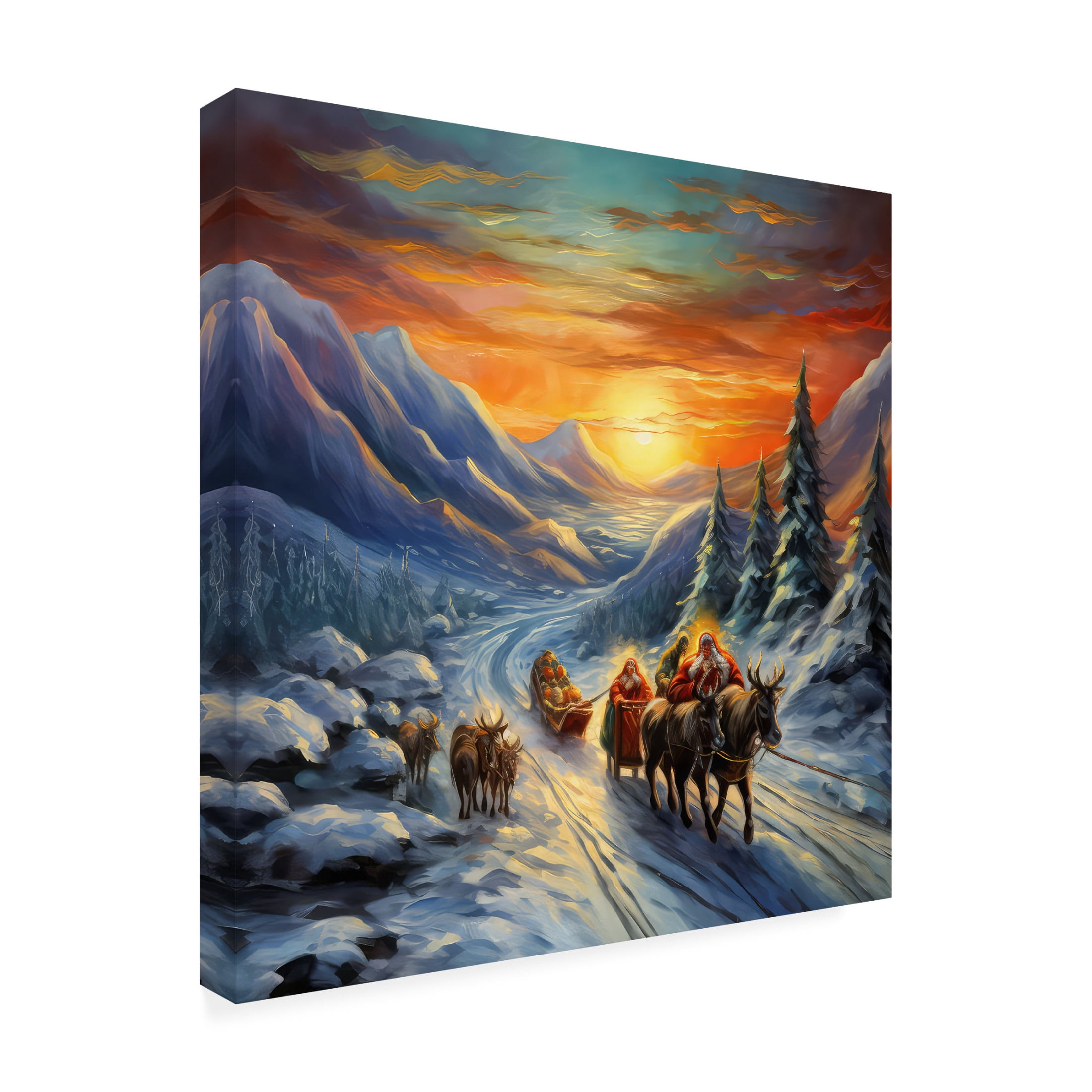 Canvas Wall Art - The Golden Valley 'Christmas Road' Wall Art for Living Room, Bedroom, or Office Décor by Trademark Fine Art - 24 x 24 Inches