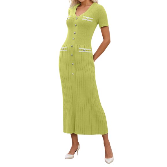 OSOLU Solid Color Women Casual Dress Long Sleeve Bodycon Knit Midi Dress For Vacation Fall Winter Elegant Slim Fit Stretchy Comfortable Daily Wear Birthday Sundress Dresses For Women Elegant Classy