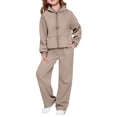 thumbnail image 5 of Angala 2 Piece Outfits For Girls Hooded Long Sleeve Sweatshirt With Wide Leg Pants Set Girls Autumn Daily Wear Clothes, 5 of 7
