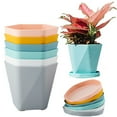 thumbnail image 6 of Cheers.US Plastic Planters with Saucers, Pots for Plants, Plastic Planters with Multiple Drainage Holes and Tray - Plant Pots for All Home Garden Flowers Succulents-5.0''/6.6'', 6 of 7