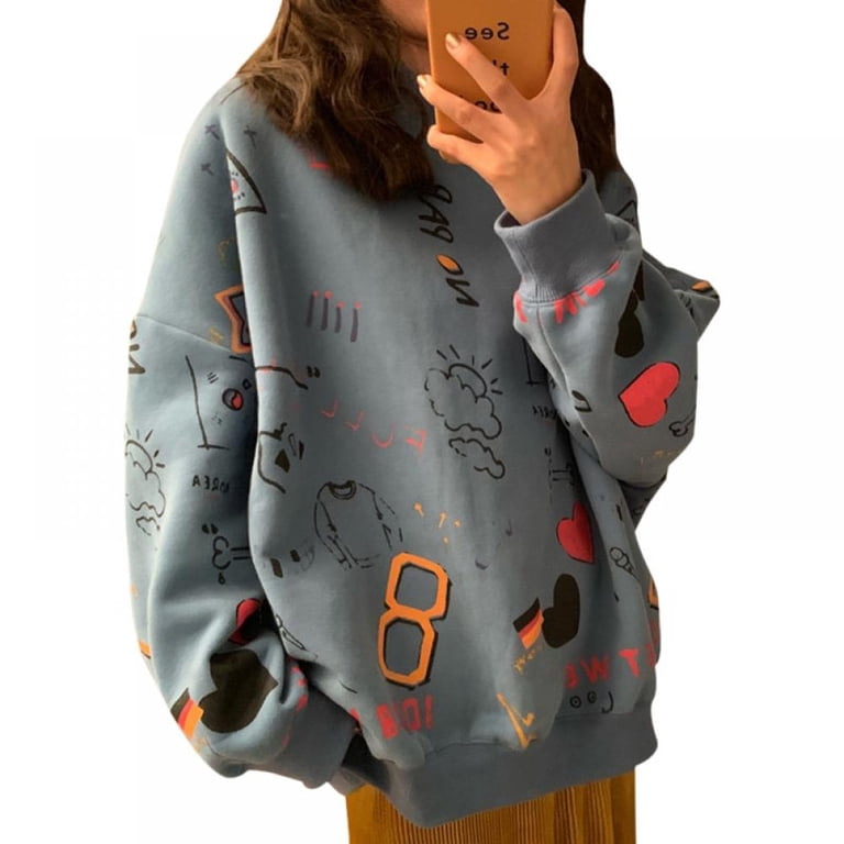 SALE Vintage Streetwear Autumn Winter Japanese Kawaii Women Hoodies Korean  Cute Oversize Sweatshirts Preppy Style - Walmart.com