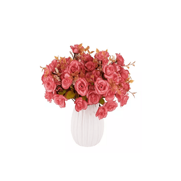 Flores Artificiales Decoración Hogar 5 Ramos 70 Flores, ROSA