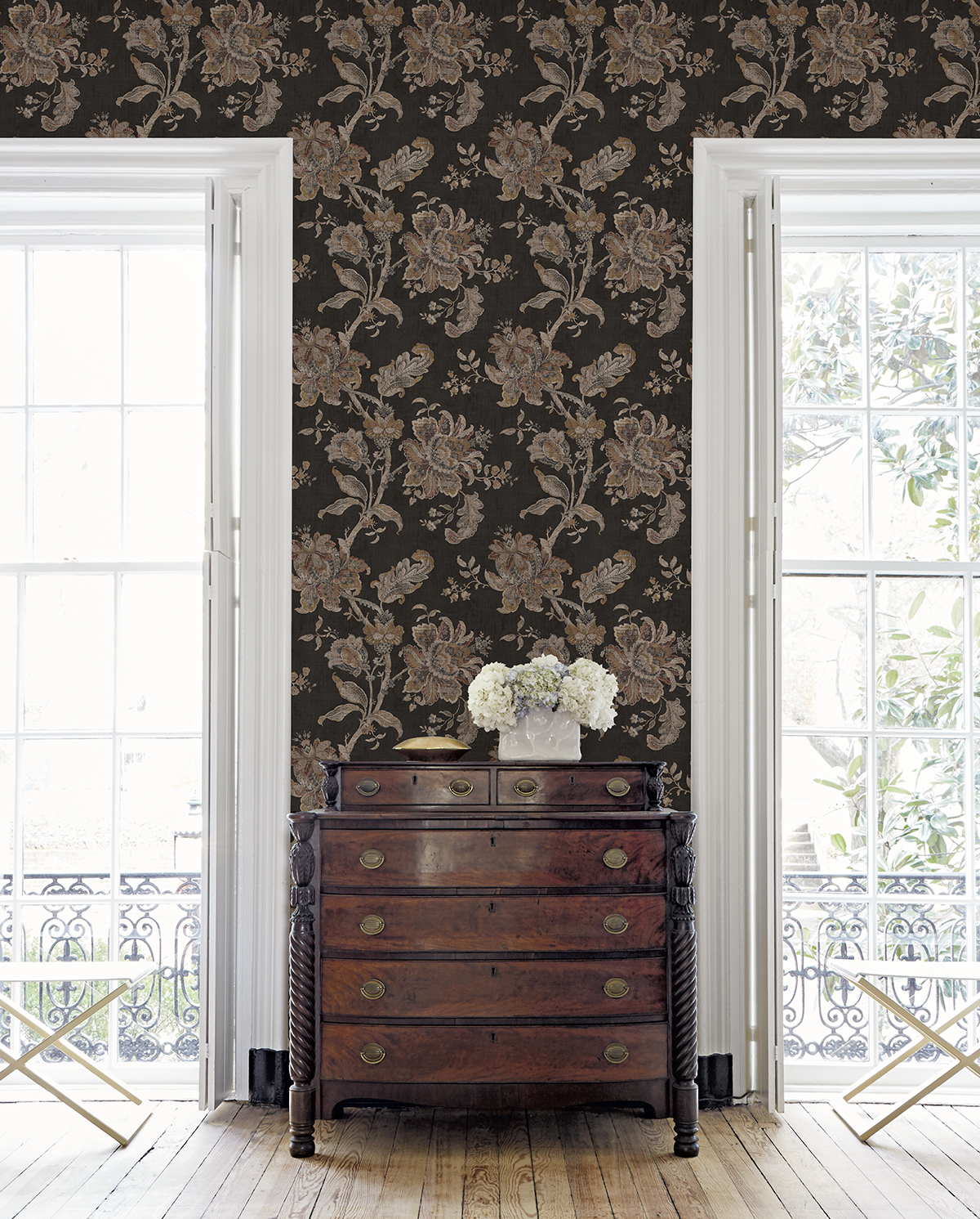 NextWall Ironwork & Russett Anelda Jacobean Peel and Stick Wallpaper - 20.5 in. W x 18 ft. L Roll