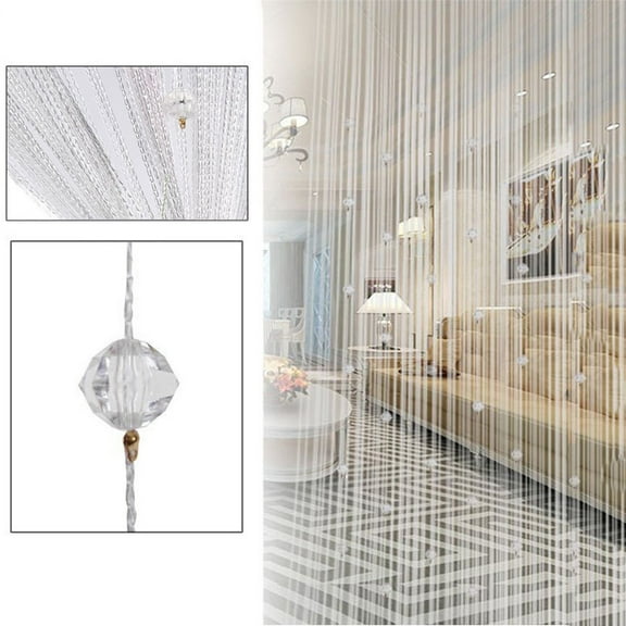 Bead Curtain Cozival Acrylic Bead String Curtain for Doorways & Windows - Tassel Room Divider Decor, Uv-Resistant Colors, Easy to Hang & Clean, Room Divider Curtain, White