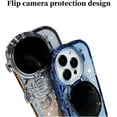 thumbnail image 7 of Creative Cute Astronaut Silicone Phone case with Camera Lens Protection Bracket for iPhone 14 13 12 11 XR Plus Pro Max Bling Comfortable Anti-Scratch Spaceman Back Cover(Purple,12 Pro max), 7 of 7