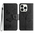 thumbnail image 2 of Feishell Wallet Case for iPhone 16 Pro,Retro PU Leather Butterfly Embossed Pattern Full Protection Anti-Scratch Magnetic Clasp Flip Holder Card Slots & Cash Pocket Phone Cover,Black, 2 of 9