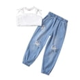 thumbnail image 1 of Gupgi Little Girls 2Pcs Plush Sleeveless Tank Tops Ripped Jeans with Pockets 2-7 Years, 1 of 8