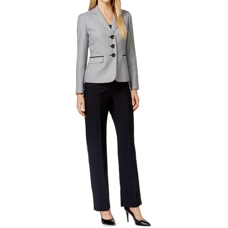 - Le Suit NEW Black Beige Womens Size 4 Three Button Pant Suit Set