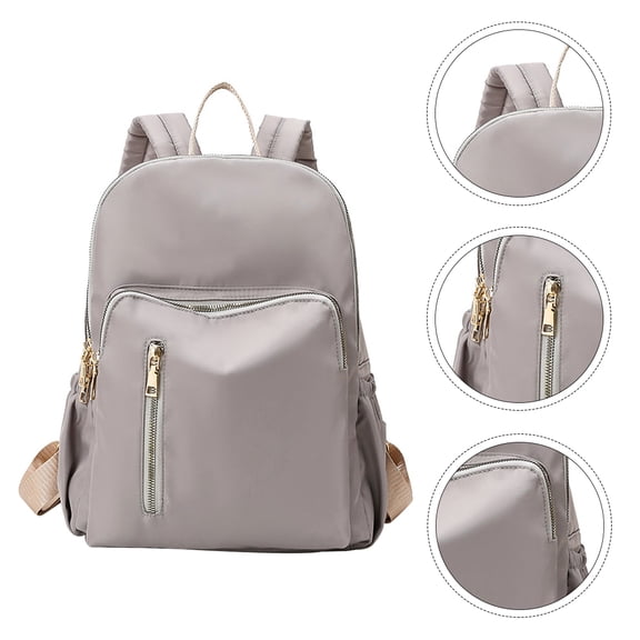 COMPUKAS Multi-Functional Travel Backpack and Diaper Bag in Light Grey Oxford Fabric with Bottle Holder - 1 Set