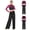 Hot Pink, variant on Womens Rhinestone Sequins Lyrical Dance Crop Tops With Chiffon Wide Leg Pants For Latin Jazz Hot Pink XXL