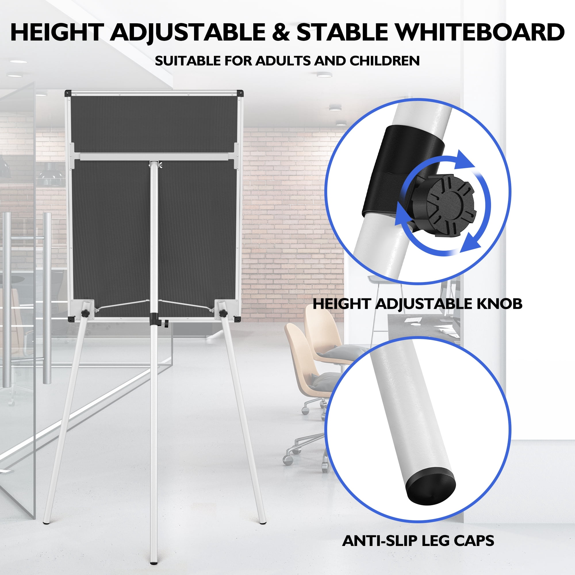 Magnetic Whiteboard Easel Stand,Portable White Board 36 x 24, Tripod Height Adjustable, Easel Stand White Board for School or Office & Teaching