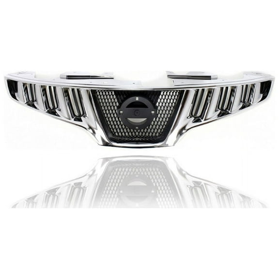 Grille - Compatible/Replacement for '09-10 Nissan Murano - Main Upper Chrome Frame, Black Insert, With Emblem Provision - 623101AA0A