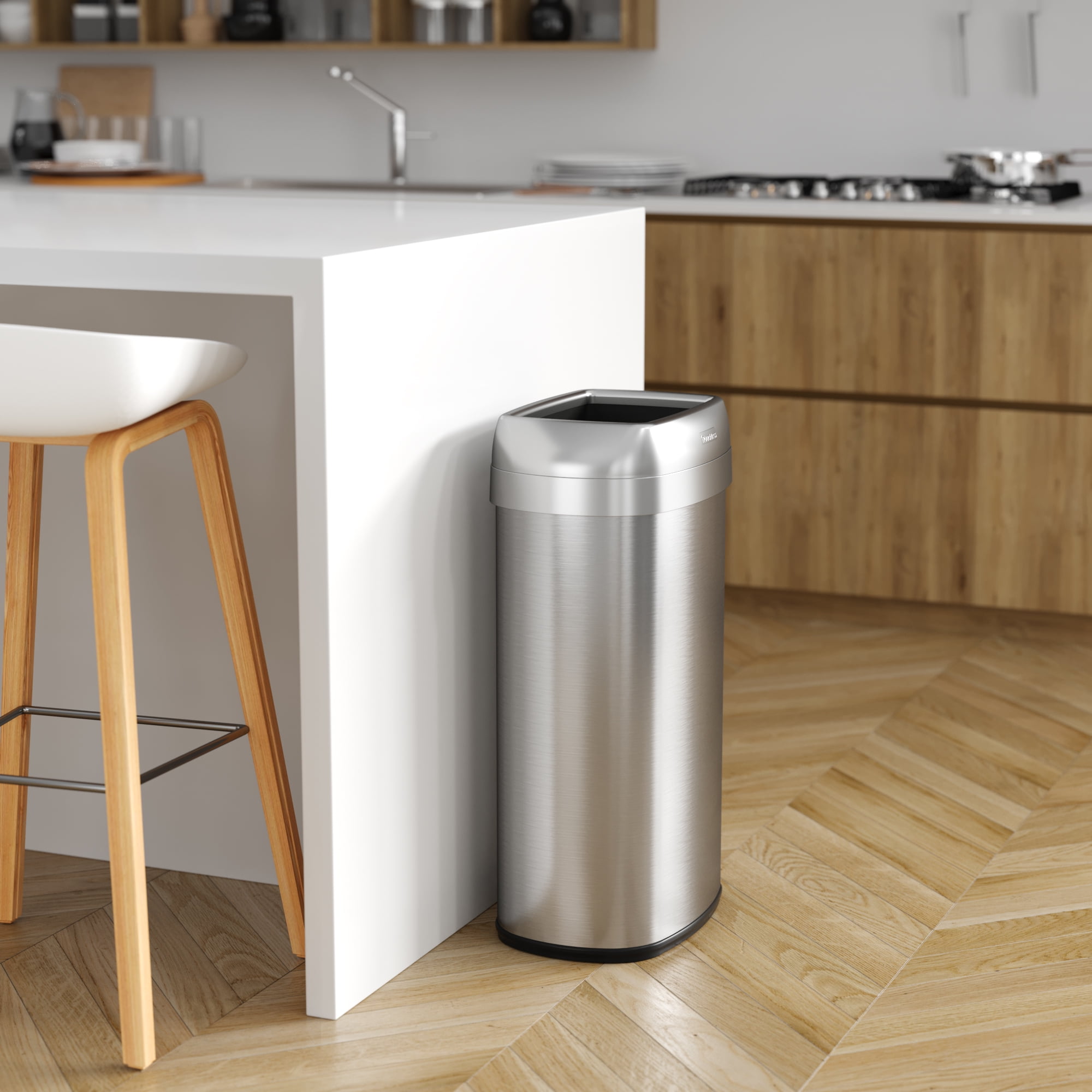 iTouchless Dual-Deodorizer Stainless Steel Trash Can 16 gal. Brushed Steel (OL16STV)
