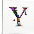thumbnail image 1 of ARTCANVAS Flower Plant Butterfly Alphabet Letter Y Canvas Art Print - Size: 26" x 26" (0.75" Deep), 1 of 9