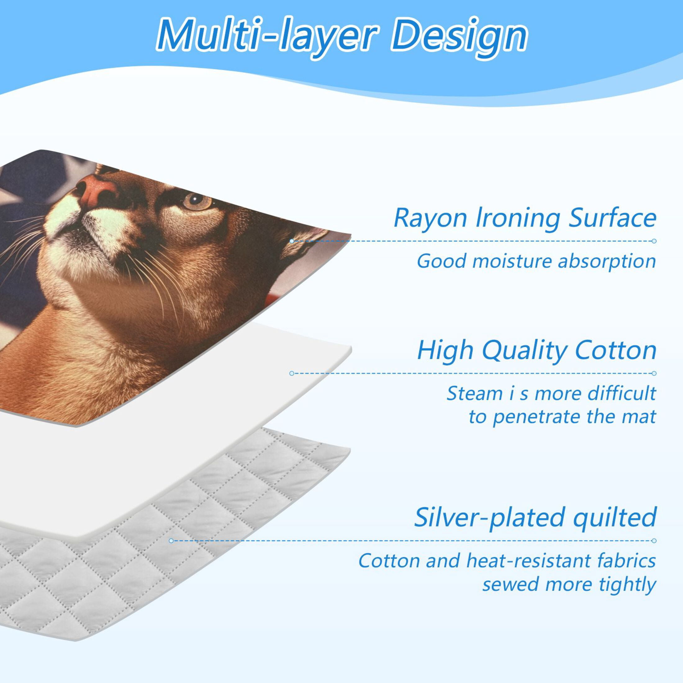 Lion Sit Front Of Flag Ironing Mat Blanket Portable Travel Ironing Pad Heat Resistant Pad 47.2" x 27.6”