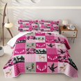 thumbnail image 2 of Erosebridal Pink Camo Grid Quilt Full,Rustic Mallard Duck Safari Deer Full Bedspread Sets For Girls Boys,3 Pieces, 2 of 7