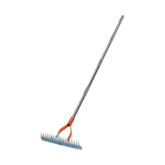 DYNWAVECA Lawn Thatching Rake Lawn Hay Rake with Curved Steel Tines Leaf Rake Steel Dethatching Rake Dethatcher Rake for Cleaning Grass