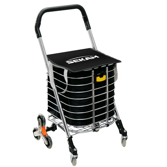 SEKAM Folding Shopping Cart,  Stair Climbing Utility Cart with Swivel Wheels, 44 LB Capacity