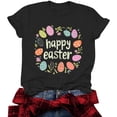 thumbnail image 6 of Maqroz Happy Easter Shirt for Women Cute Easter Eggs Graphic Tees Round Neck Short Sleeve T-shirt Casual Loose Tops, 6 of 7