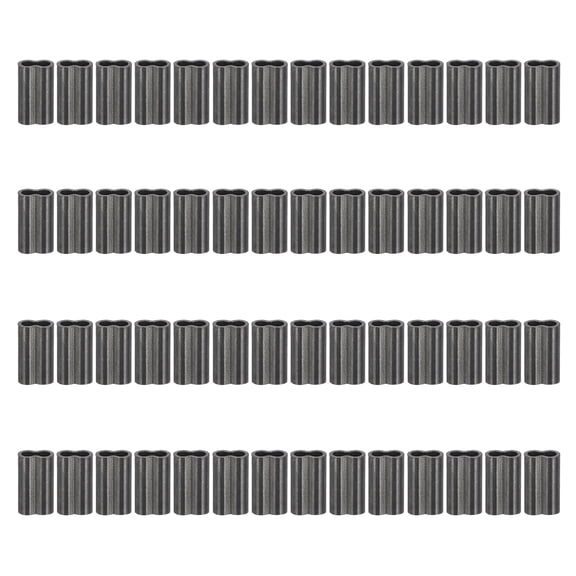 5/64" 2mm Wire Rope Loop Sleeve 50 Pcs Copper Double Ferrule Duplex Crimping Loop Sleeve for Wire Rope Cable Fittings Rigging Fishing Wire,Black