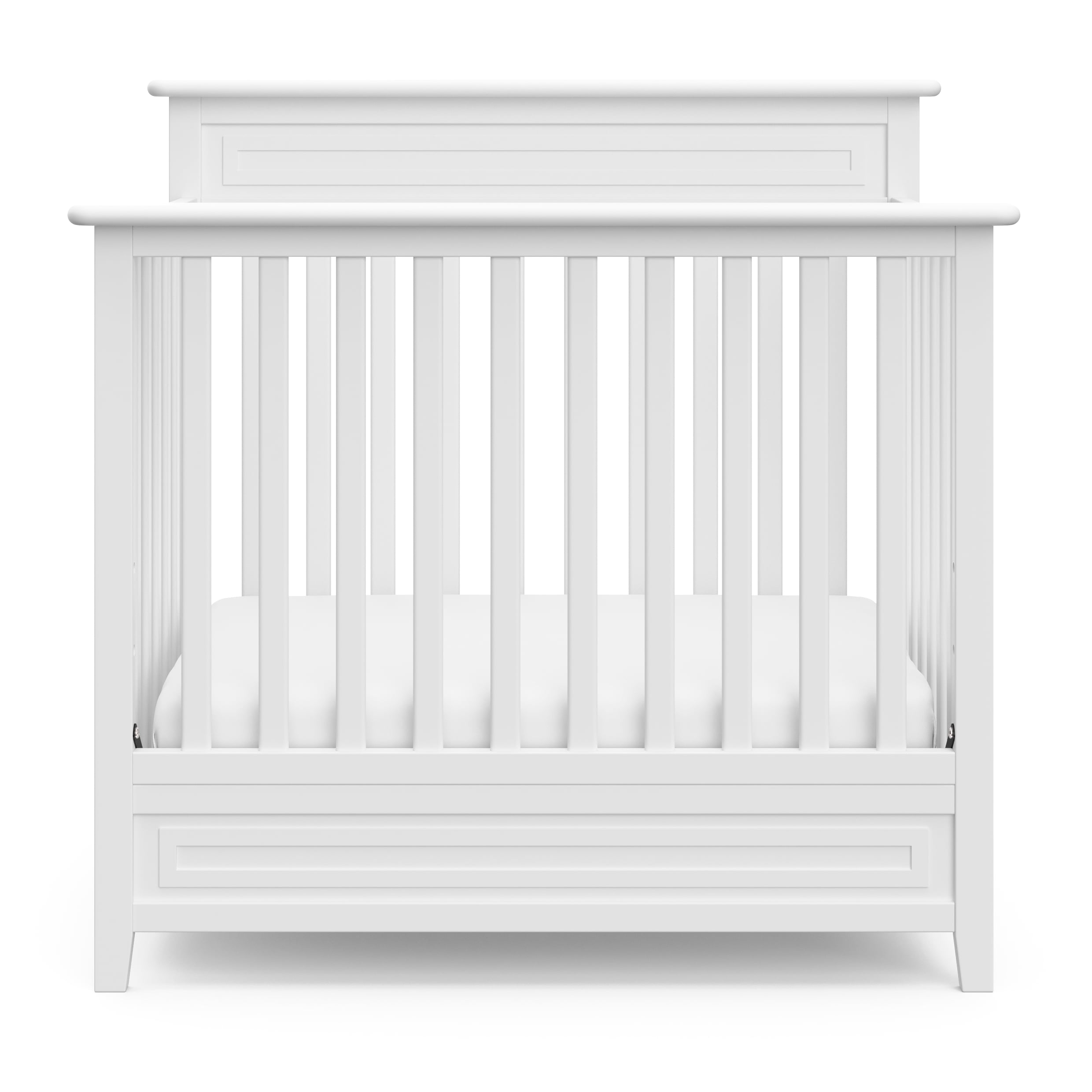 Storkcraft Petal Mini 4-in-1 Convertible Baby Crib with Mattress, White