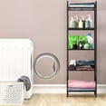 thumbnail image 6 of Bathroom Shelves Freestanding Bathroom Towel Storage 5 Tier Wire Shelving Unit with Guard Bathroom Shelf Organizer Standing for Pantry Kitchen Laundry Room Organization, Black, 6 of 7