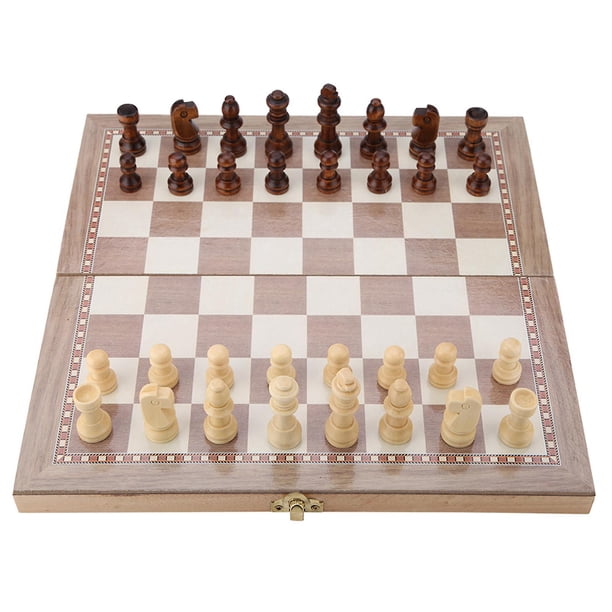 3 in 1 Wooden Foldable Chess, Checkers and Backgammon Set, Portable Travel Table Game