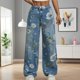 thumbnail image 5 of Women Wide Leg Jeans High Waist Baggy Jeans Casual Loose Boyfriends Jeans Denims Pants Blue XL, 5 of 5