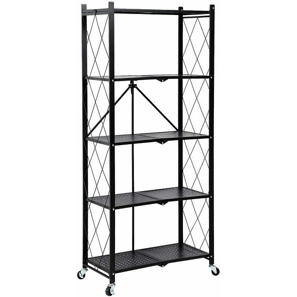 HealSmart 5Tier Heavy Duty Foldable Metal Rack Storage Shelving Unit