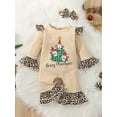 thumbnail image 2 of Arvbitana Infant Baby Girls Christmas Jumpsuit Long Sleeve Round Neck Letter Hat Tree Print Flare Playsuit Spring Fall Casual One Pieces Clothes 3-24M, 2 of 8