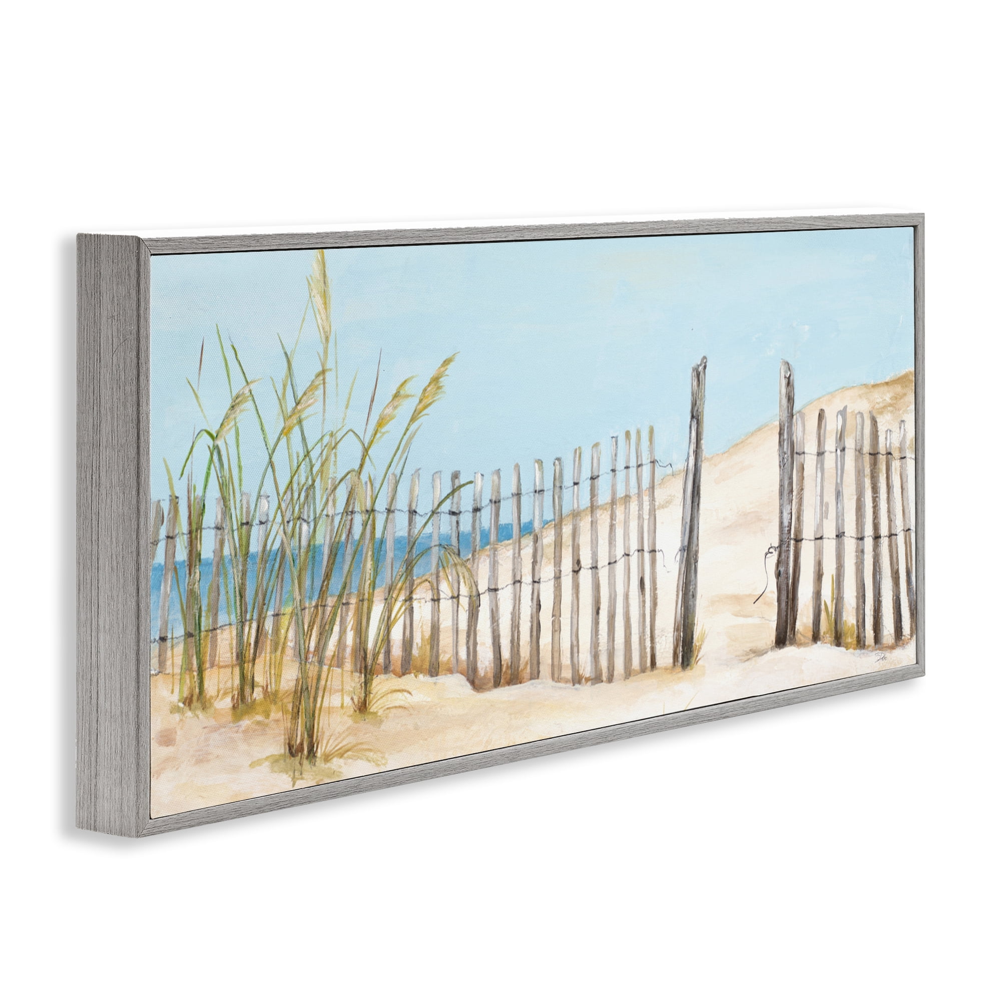 Stupell Industries Beach Fence Opening Gray Framed Giclee Art, design by Patricia Pinto
