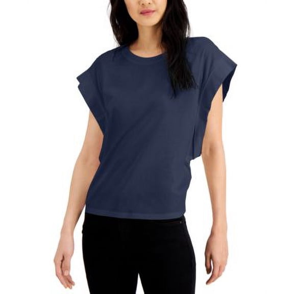MSRP $30 Inc International Concepts Women Cotton Roll-Sleeve T-Shirt Size Small
