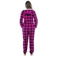thumbnail image 3 of Just Love Buffalo Plaid Adult Onesie Sherpa Lined Hoody One Piece Pajamas (Fuchsia Buffalo Plaid, X-Small), 3 of 4