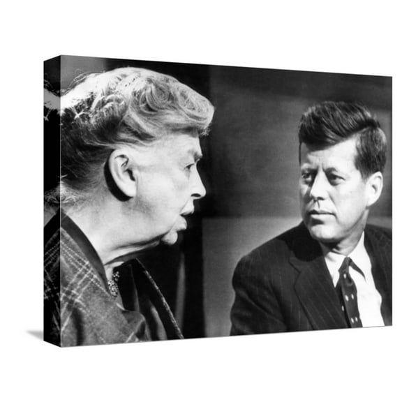 Art.com Eleanor Roosevelt and Sen John F Kennedy in a Public Appearance at Brandeis University Stretched Canvas Print Wall Art, 16" x 12"