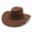 Brown, variant on Western American Ethnic Style Sunshade Cowboy Hat, Imitation Leather (PU), Outdoor Sun Protection, Rolled-Up Brim, Knight's Ceremonial Hat