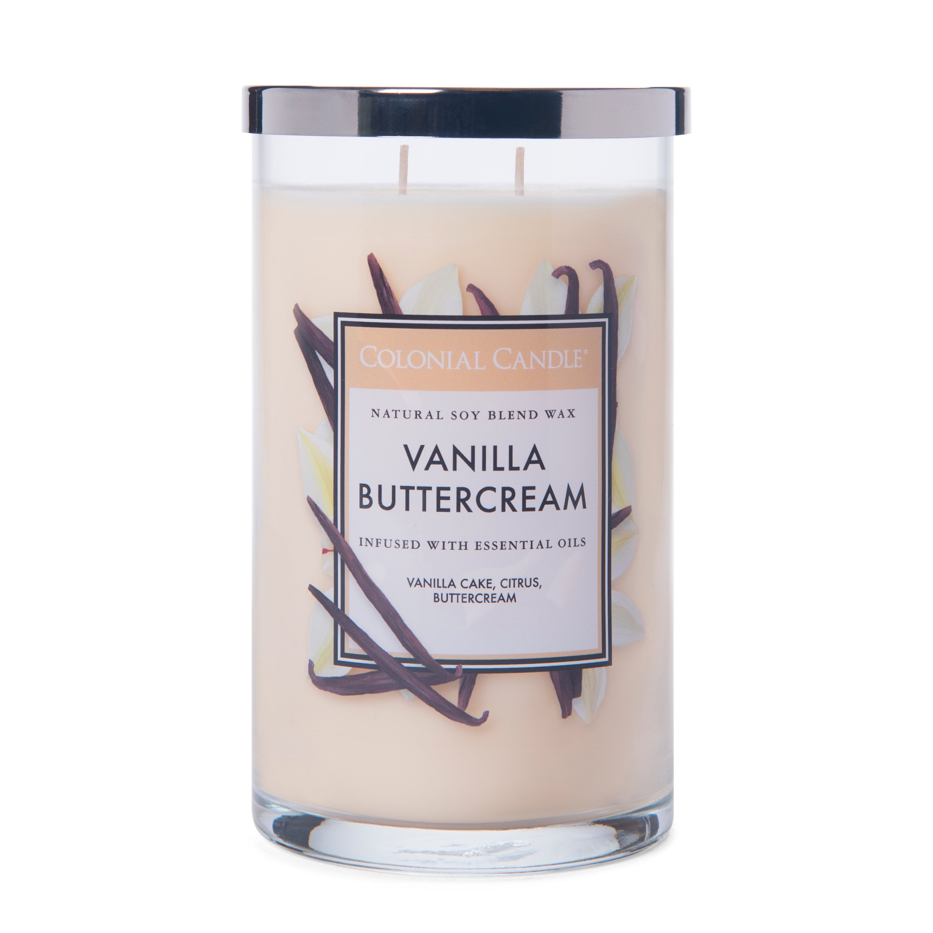 Colonial Candle Vanilla Buttercream 19 oz 2 Wick Candle, White